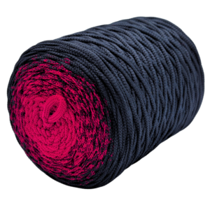 MILA 5mm-es ombre zsinórfonal málna-fekete POM100