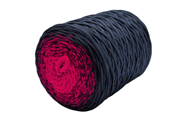 MILA 5mm-es ombre zsinórfonal málna-fekete POM100
